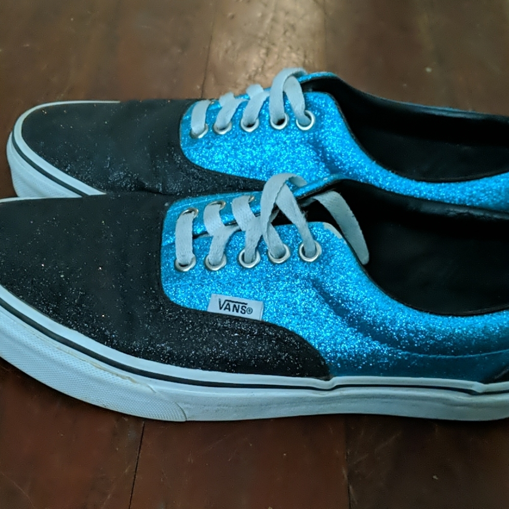 Black and Turquoise glitter vans